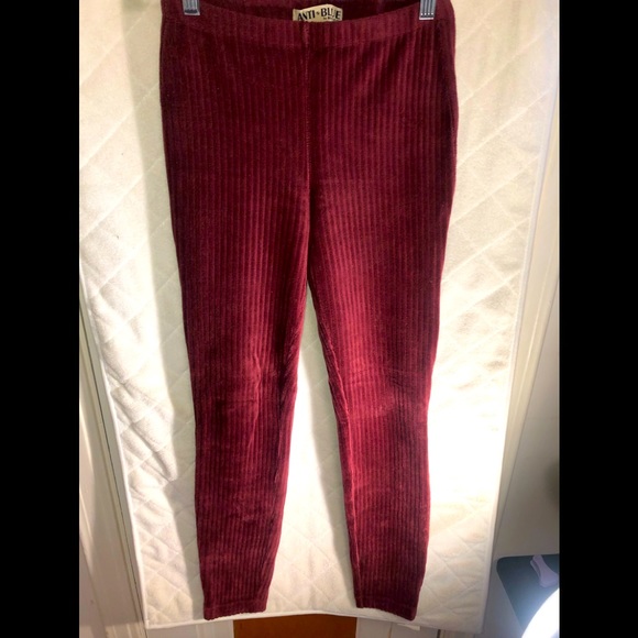 Anti Blue maroon corduroy stretch leggings - Picture 1 of 4